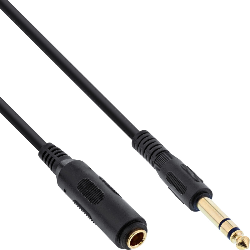 Inline Cable Extensión Headphones 6,3MM Stereo Male a Female Black 1M