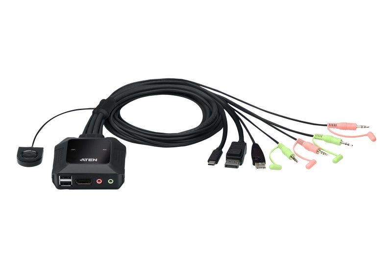 Aten Switch KVM Formato Cable Híbrido DisplayPort 2 Ports USB-C