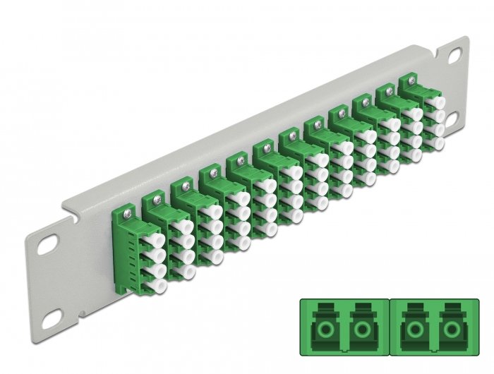 Delock 66797 Panel Connection Fibre Optic 10 12 Ports Lc Quad Green 1U Grey