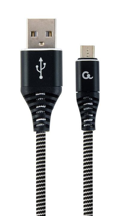 Gembird CC-USB2B-AMMBM-1M-BW Cable Datos And Charging Micro USB Trenzado Premium, 1M, Black / White — image 1