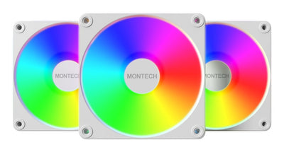 Montech Fan PC GF120R V2 Argb, White/White Paquete 3, Marcha Atrás, 120MM GF120R V2 ARGB 3 In 1 Pack (w) — image 1
