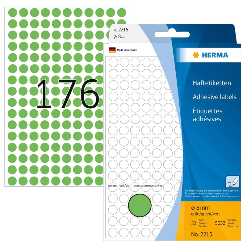 Herma Labels Multiuso Green 8MM Paper Round 5632 Units