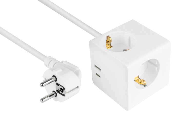 Cablemeister Steckdosenwürfel With 3M Zuleitung 3X Schuko 1x USB-C 20W PD 3.0 USB-A 18W White