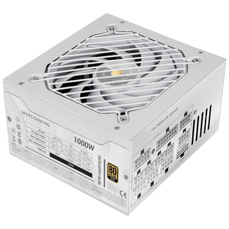 Mars Gaming Power Supply Alim. 1000W Si 80 + Gold White Div Class'especificaciones'. Div Class'especificacione
