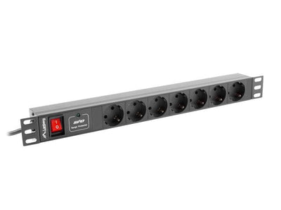 Lanberg Power Strip 16A - 7 Schuko Rack 1U Cabinet 19\1 PDU-07F-0200-BK — image 1