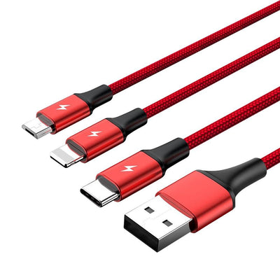 Unitek USB Cable 2.0A Usb-Type-c/Microusb/Lightning Red 1.20M C4049RD — image 1