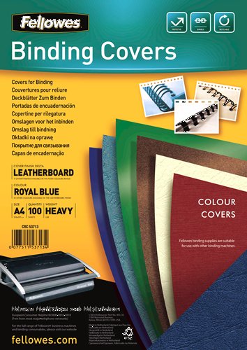 Fellowes Pack 100 Portadas Carton Simil Leather Delta Leather A4 - 250 Gr - Colour Blue — image 1
