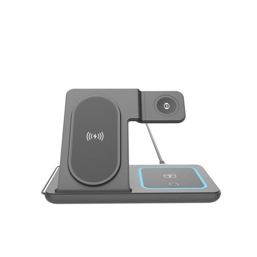 Gembird 3-IN-1 Foldable Wireless Charger Stand 15W Apple Watch Black — image 1