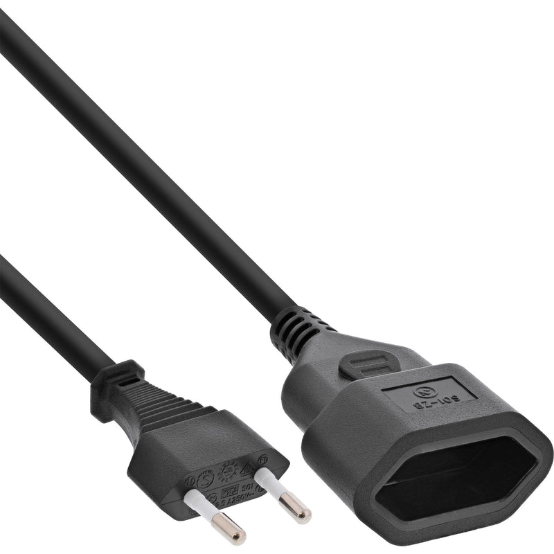 Inline® Euro Type C Plug Power Extensión Male / Female, Black 5M