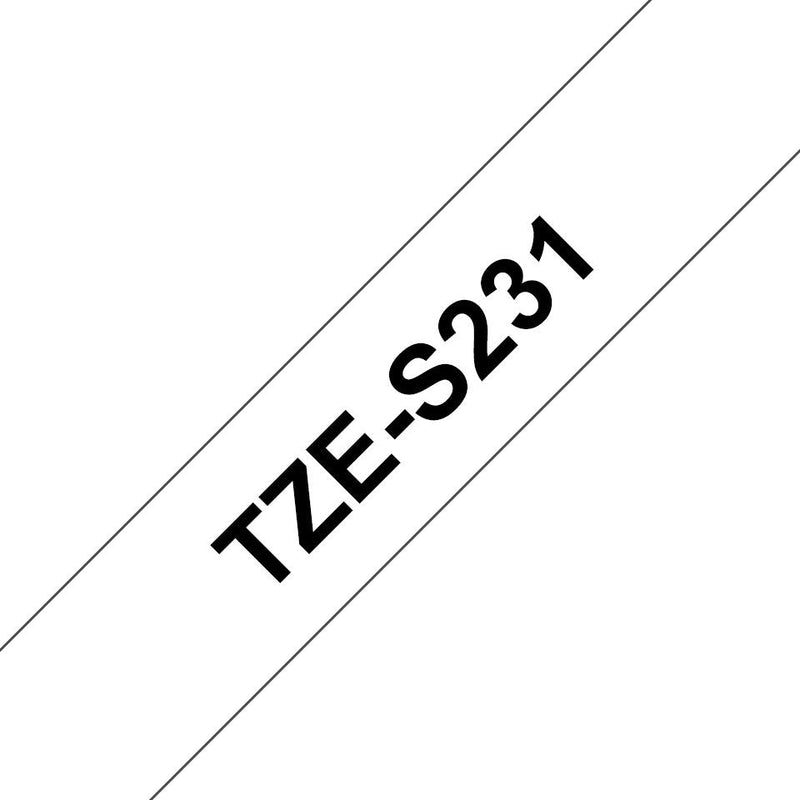 Brother TZE-S231 Tape Printer Labels Black Sobre White Tz