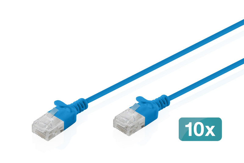 CAT.6 U-UTP Slim Network Cable, 1M, Blue 10 Pcs