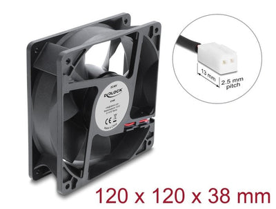 Delock Fan Axial 48V Dc, 120 X 120 X 38MM With 2 Pin Connection Fan Black — image 1