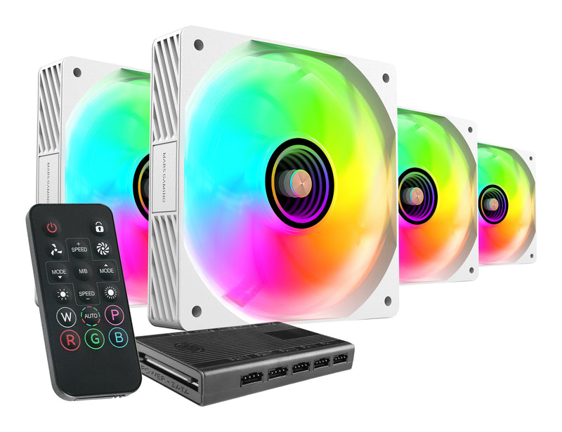 Mars Gaming Kit 4 Fans PC Auxiliar MF-SI4KIT A-rgb Infinity White 4X Fans Ultrasilenciosos ARGB/ Controller a