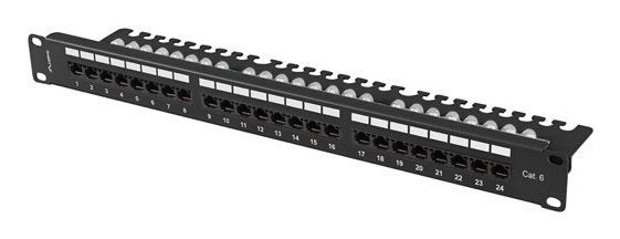 Lanberg Patch Panel 24 Ports 1U 19 CAT.6 UTP With Organiser Cables Black