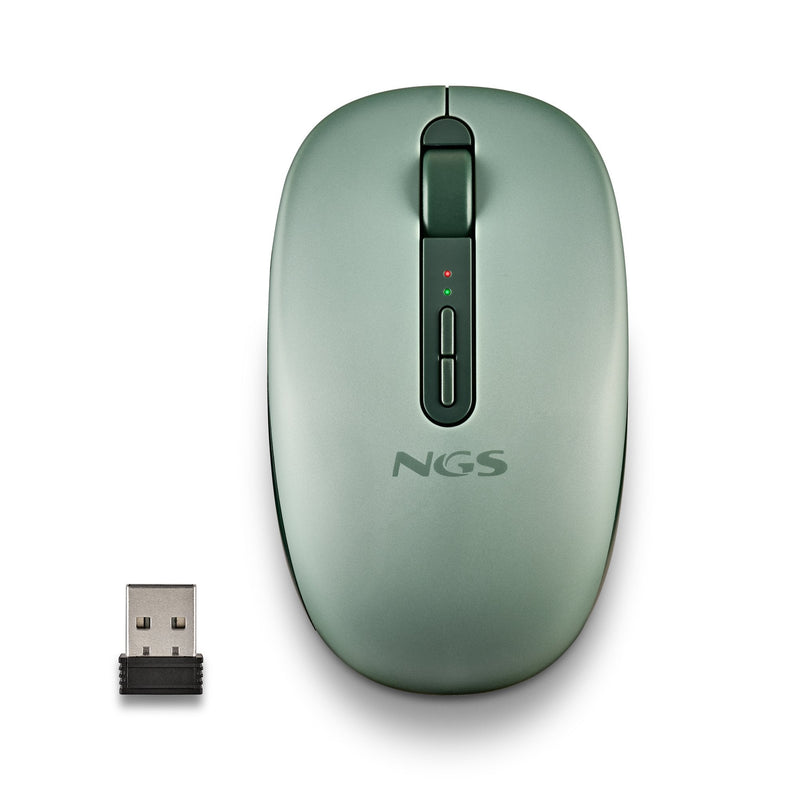 Ngs Mouse Ergonómico Wireless Fog Dual Fogdualgreen Quiet Up To 1600 DPI Green