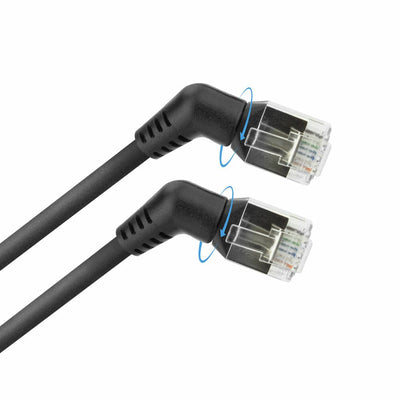 Black 5 Meters U FTP CAT.6A Slimline Patch Cable With Angled 360° Rotatable RJ45 Connectors — image 1