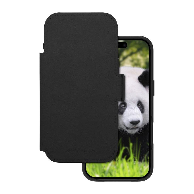 DBRAMANTE1928 Lynge Case With Cover Phone Mobile Phone Compatibilidad With Magsafe Leather Grano Entero Black