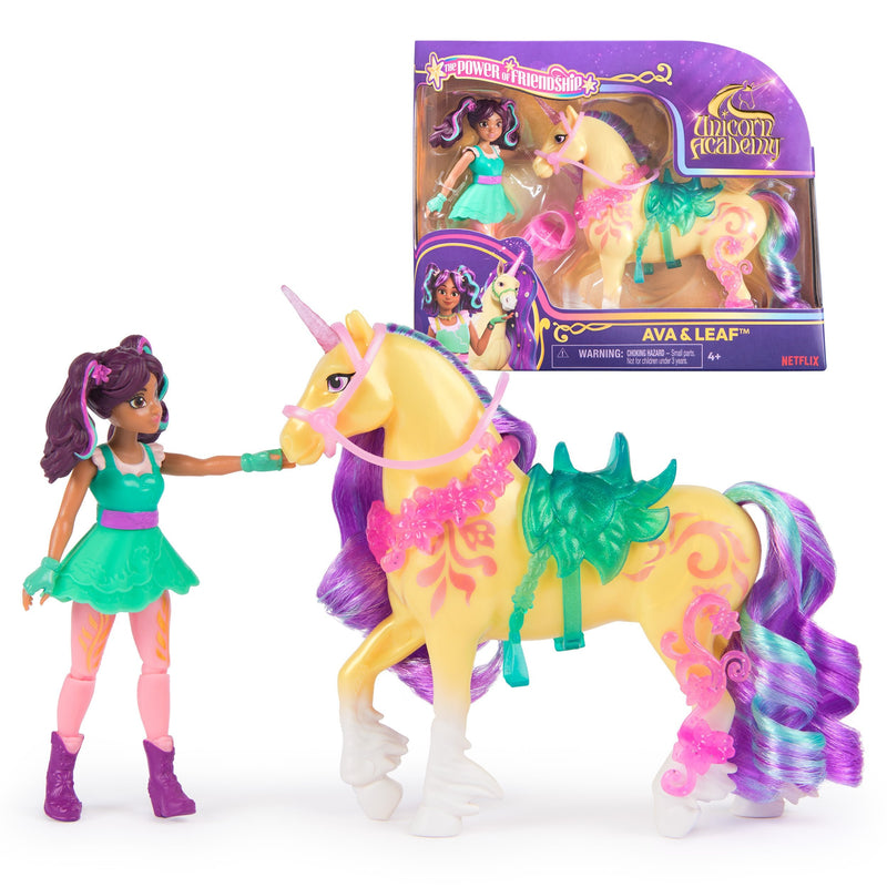 Spin Master Unicorn Academy - Ava And Unicorn Leaf, Figure Toy With Melena, Cola And Brush Reales 6072678