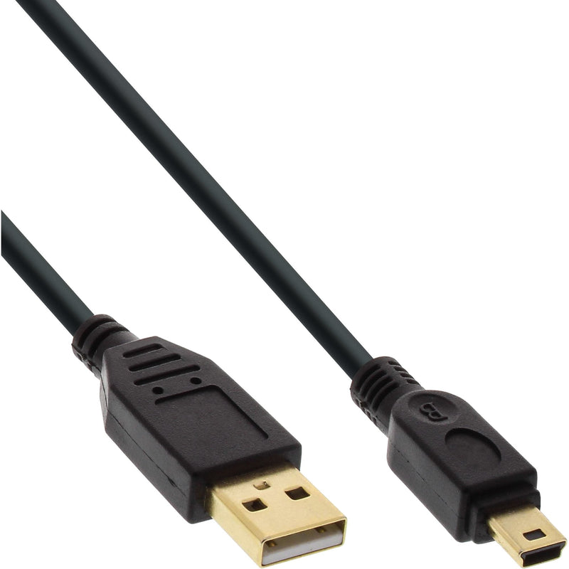 Inline USB 2.0 Mini Cable Type a Male a Mini-b Male 5 Pines Black / Gold 1M