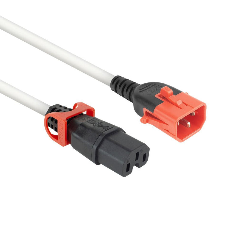 Powercord C14 IEC Lock + Dual Locking - C15 IEC Lock + White 3M, PC3879