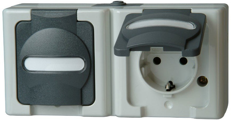 Kopp 131256002 Blue Electric Schuko Socket Power M.klappd. 2F Fertig Verdrahtet Gra