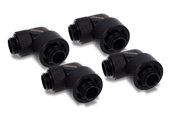 Alphacool Eiszapfen 16/10MM Boquilla Rosca Giratoria 90° G1/4, Connection Black Mangueras Blandas (pvc, Silico