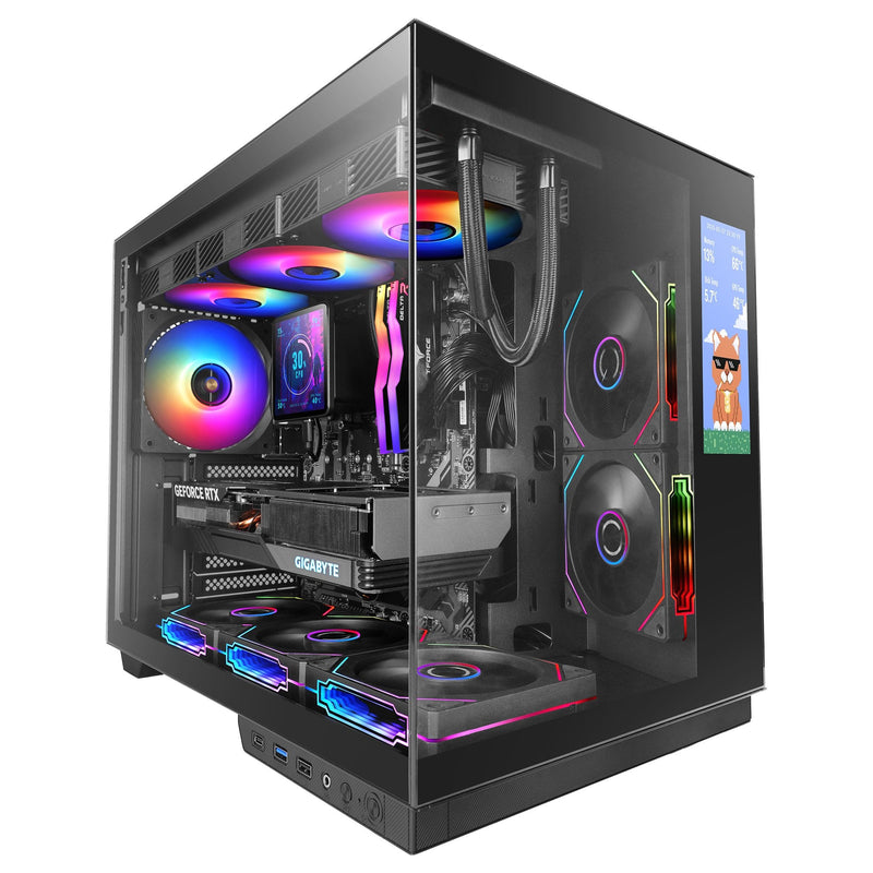 Mars Gaming Box ATX Cube Mcmirage Black Glass Continuo LCD GPU 400MM 1X3.5 2X2.5