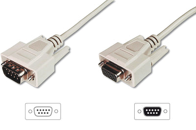 Assmann RS232 Extension Cable DSUB9 M (plug)/DSUB9 F (jack) 10M Beige — image 1