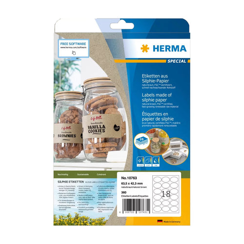 Herma Labels Silphie A4 20 Hojas 63.5X42.3 Oval — image 1