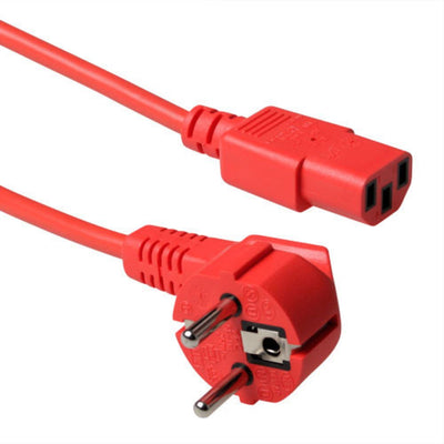 Powercord Mains Connector Schuko Cee 7 Male (angled) - C13 IEC 60320 Red 5M — image 1