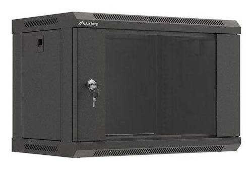 Lanberg Cabinet Mural Rack 19 6U 540X350 Flat Pack Black Door Glass — image 1