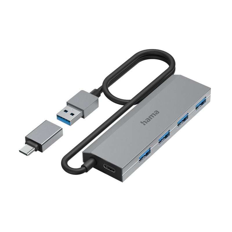 Hama 00200138 Hub Interfaz USB 3.2 Gen 1 (3.1 Gen 1) Type-a + Type-c 5000 Mbit/S Antracita, Grey