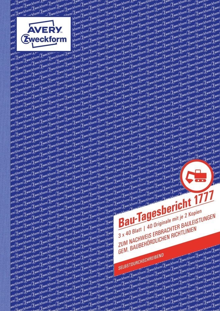 Avery Zweckform Bautagebuch - 40 Hoja - A4 (210 X 297MM)