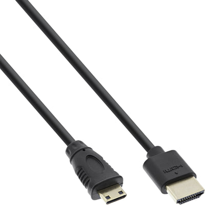 Inline HDMI Cable With Ethernet Type a C Male Súper Slim Black / Gold 0,5M — image 1