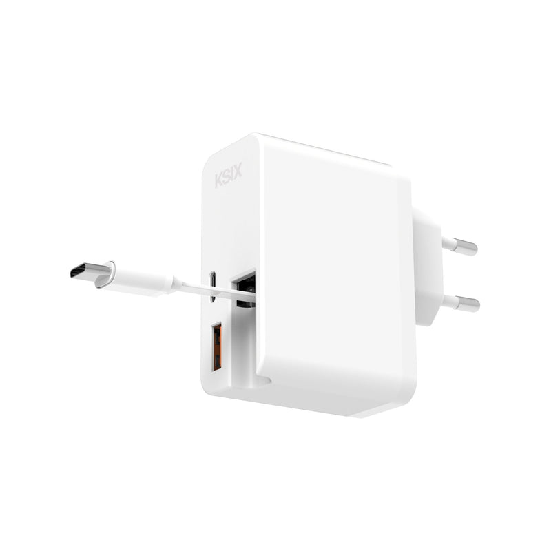 Ksix Charger BCD65WB01 White Ultrarrápido 65W With USB-C Power Delivery