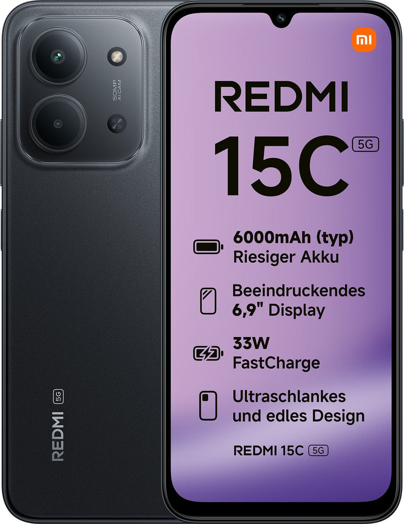 Xiaomi Redmi 15C 5G Dual SIM 4GB RAM 128GB - Midnight Black