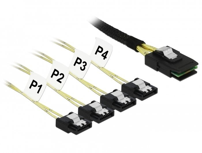 Delock Cable Mini Sas SFF-8087 4 X SATA 7 Pin 0,5M Metall