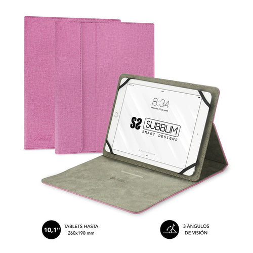 Subblim Case Universal Clever Stand Tablet Up To 10.1'/25.6CM Pink Material Outdoor Finish Cloth Indoor Aterci — image 1