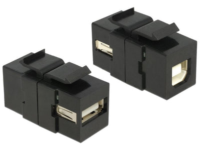 Delock Keystone USB2.0A Female USB 2.0 B Female Black — image 1