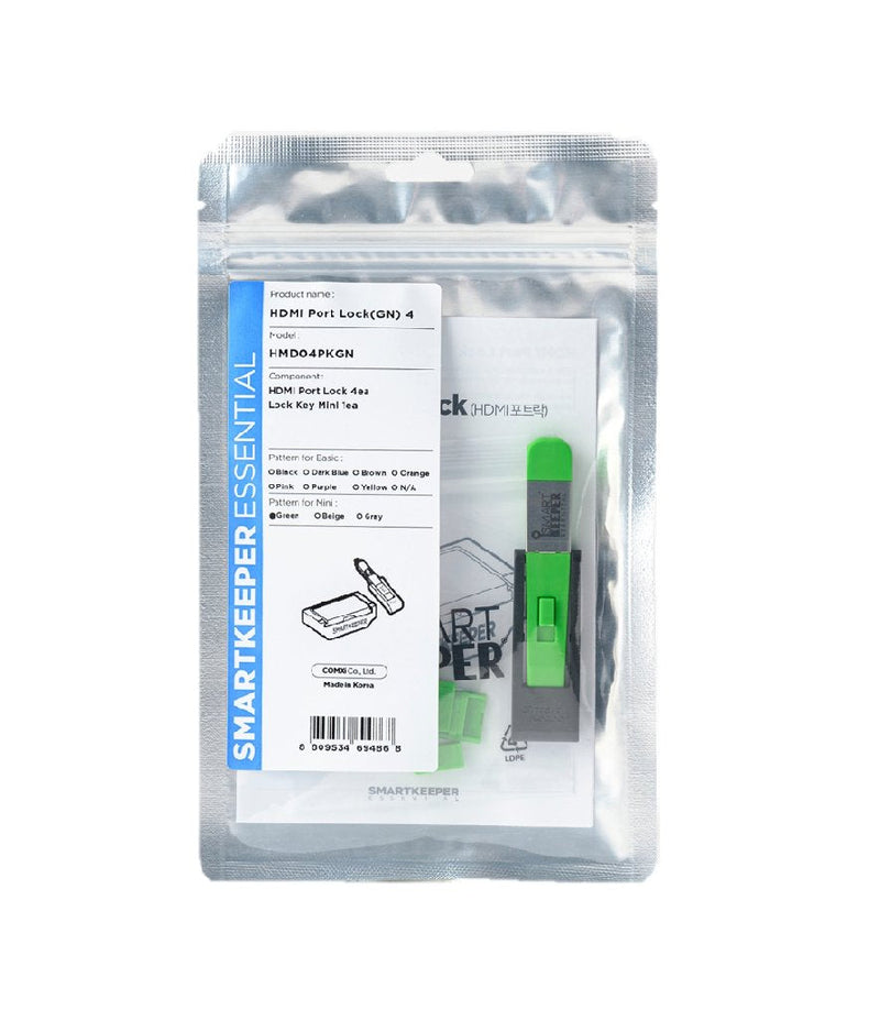4X Smart Keeper Essential HDMI Green + 1X Lock Key Micro Green