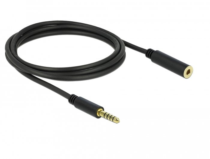 Delock 85797 Cable Extensión Connector Stereo 4,4MM 5 Pines, Male a Female 2M Black