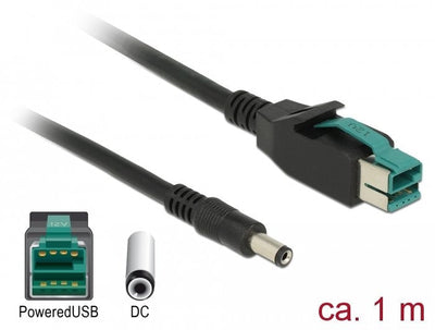 Delock 85497 USB Cable Alimentado 12V Cc 5,5 X 2,1MM Male 1M Terminals And Printers Pos — image 1
