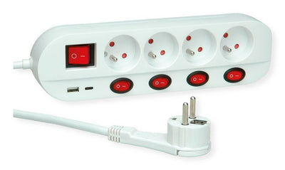 Roline 4-VÍAS Power Strip Plugs With Switch Ute Version Usb-charger a + C, 1,5M — image 1