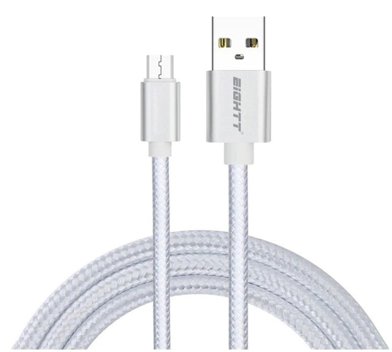 Eightt USB Cable a Micro USB 1M Trenzado Nylon Silver