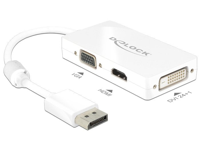 Delock Adapter DisplayPort Male VGA / HDMI / DVI Female Passive White