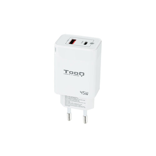 TooQ Wall Charger GaN USB-C/Pd + USB-A/Qc 45W - White — image 1