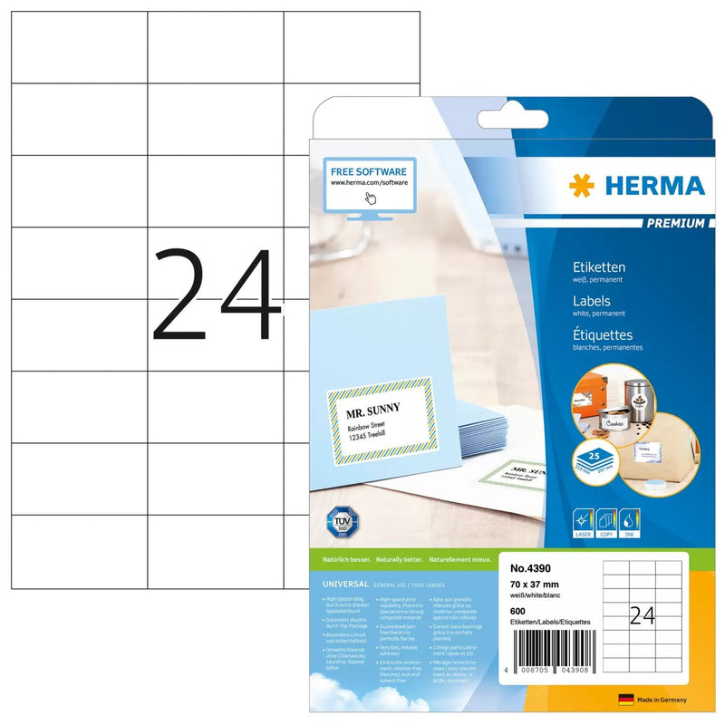 Herma Labels Premium A4 White 70X37 Mm Paper 600 Units