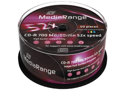 Mediarange Cd-r 700MB/80MIN Printable 52X Cake 50 Pieces — image 1