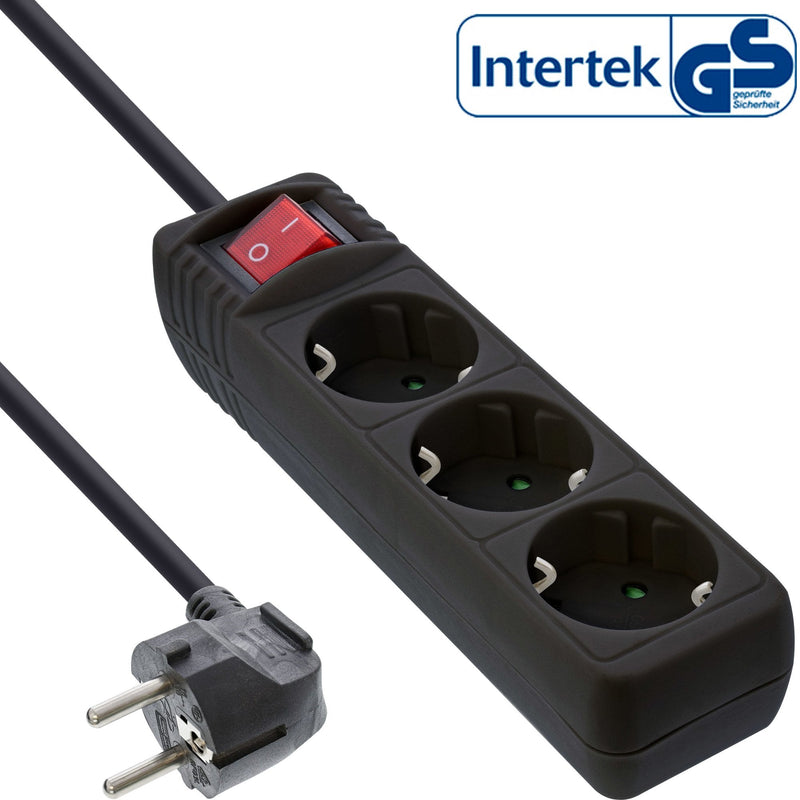Inline Power Strip Black 3 Ports 3X Type F 5M