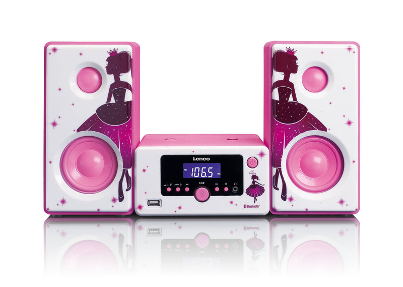 Lenco MC-020, Minicadena Música Uso Domestic Pink White 10W